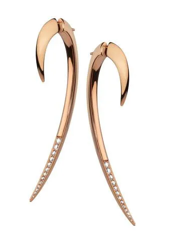 Shaun Leane Hook 18ct Rose Gold Plated Vermeil Silver 0.35ct Diamond Large Earrings D