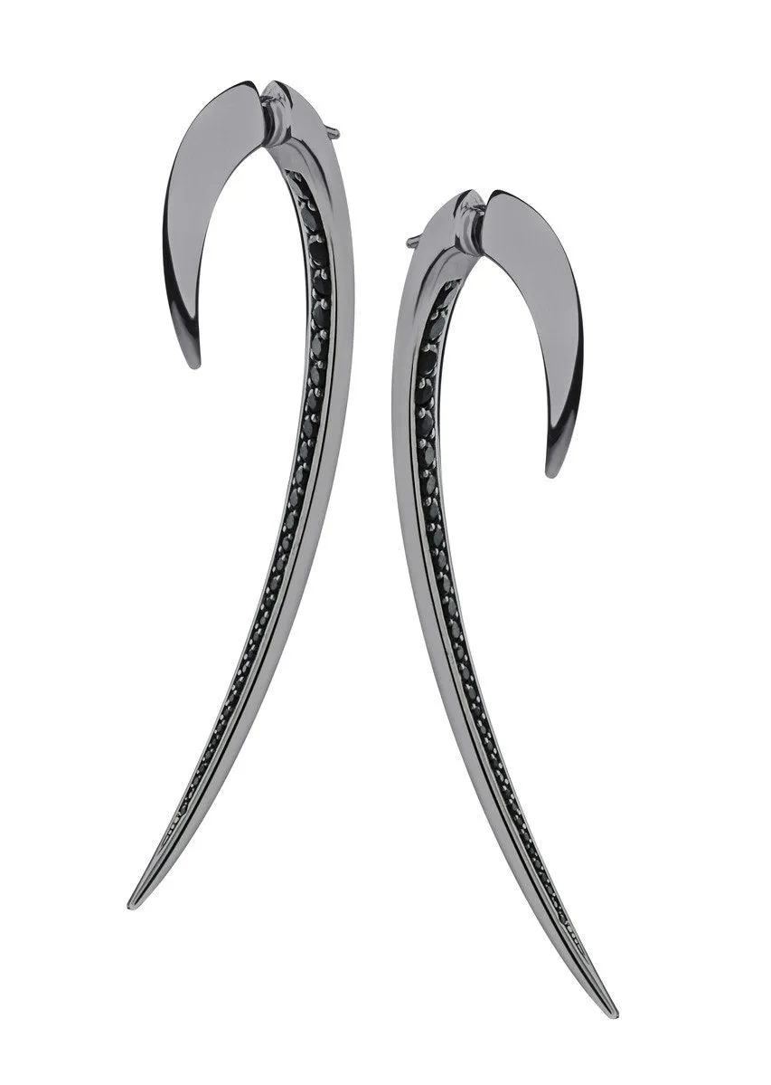 Shaun Leane Hook Sterling Silver Black Rhodium Spinel Large Earrings