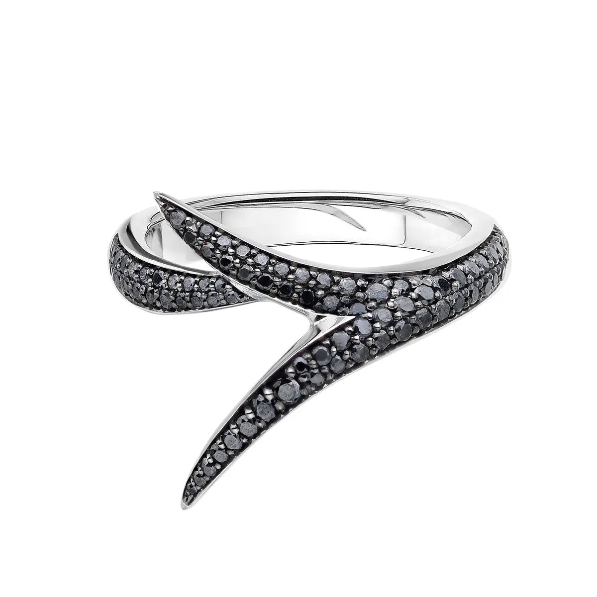 Shaun Leane Interlocking Embrace 18ct White Gold Black Diamond Ring