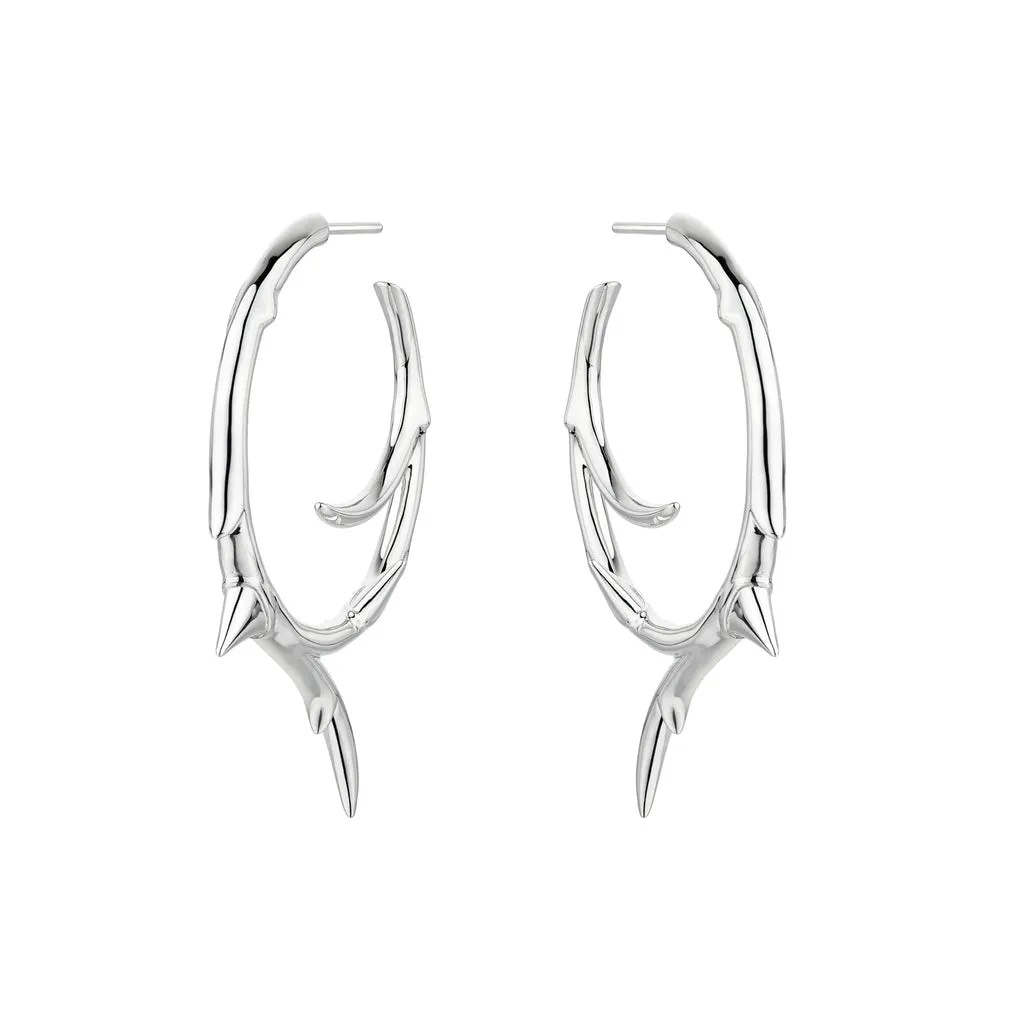 Shaun Leane Rose Thorn Sterling Silver Large Hoop Earrings