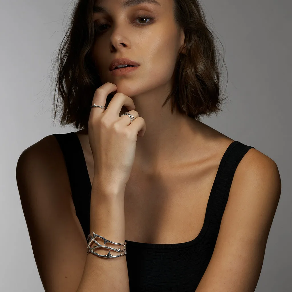 Shaun Leane Rose Thorn Sterling Silver Small Cuff Bangle