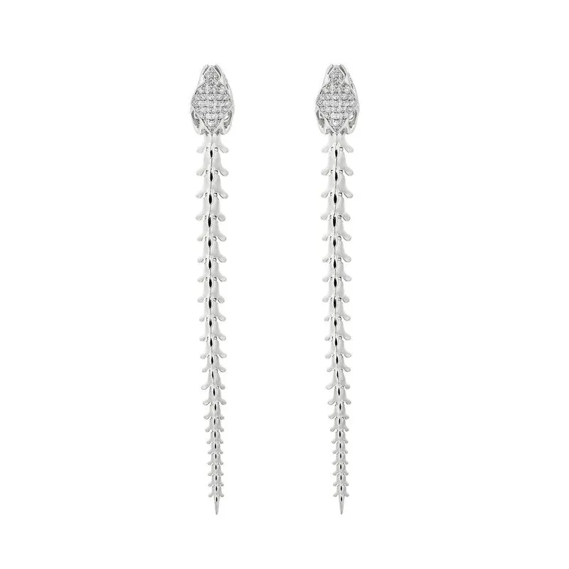 Shaun Leane Serpent Trace Sterling Silver Diamond Drop Earrings D