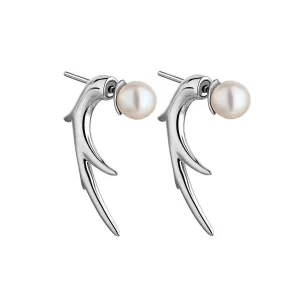 Shaun Leane Sterling Silver White Hooked Pearl Talon Earrings