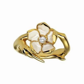 Shaun Leane Cherry Blossom Yellow Gold Vermeil Diamond Flower Ring