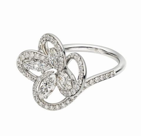 Shaun Leane Entwined 18ct White Gold 2.10ct Diamond Marquise Petal Ring