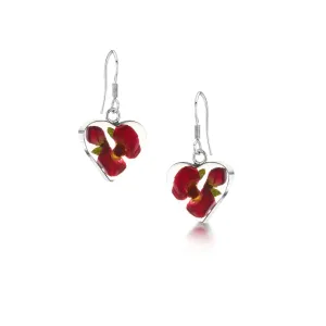 Shrieking Violet Bohemia Sterling Silver Heart Poppy Rose Drop Earrings