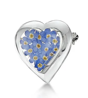 Shrieking Violet Brooch Forget Me Not Heart Large Silver