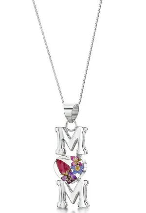 Shrieking Violet Necklace Mixed Flowers Mum Silver