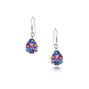 Shrieking Violet Purple Haze Sterling Silver Mixed Flower Teardrop Earrings