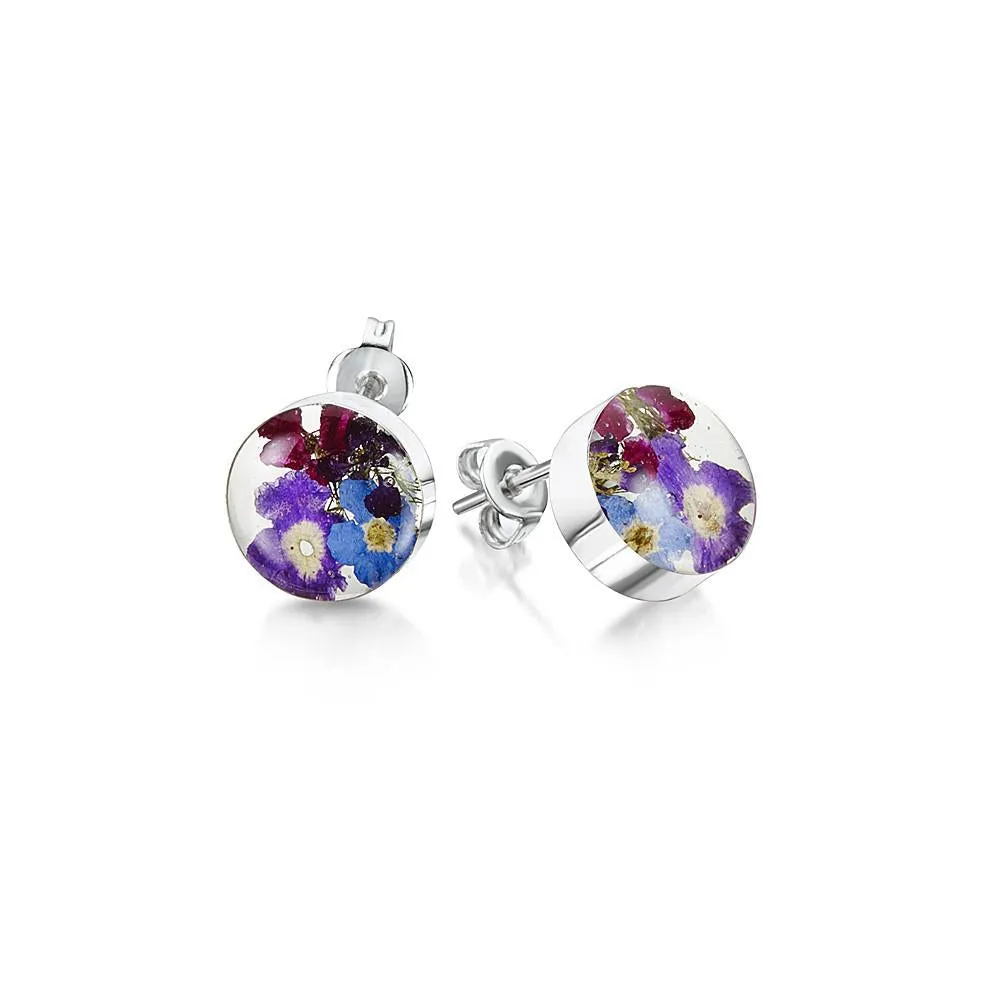 Shrieking Violet Purple Haze Sterling Silver Round Stud Earrings
