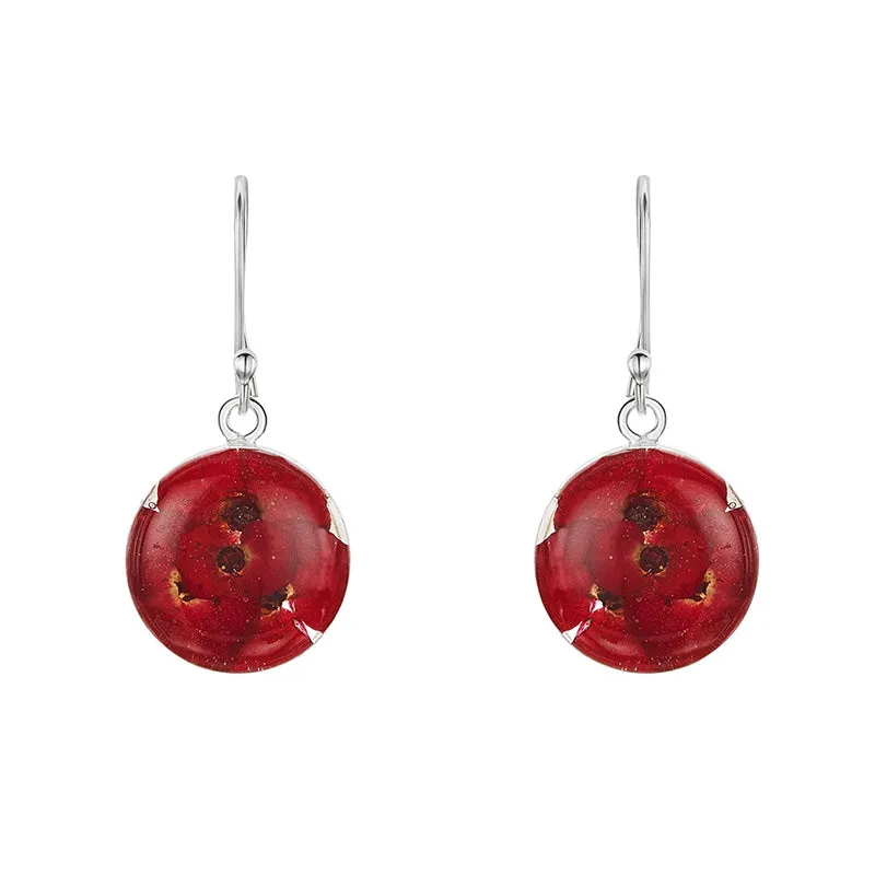 Shrieking Violet Sterling Silver Round Poppy Drop Earrings