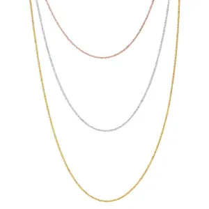 Silver 925 3 Toned 3 Strands Roc Chain Necklace - ARN00018TRI