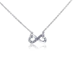 Silver 925 Clear CZ Rhodium Plated Bowtie Pendant Necklace - STP00170