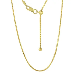 Silver 925 Gold Plated Adjustable Franco Chain with Bead - DIN00010GP
