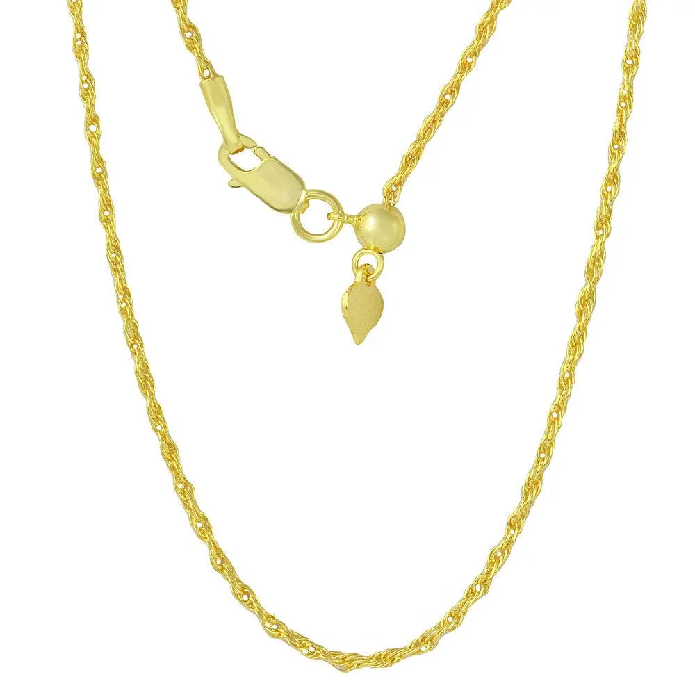 Silver 925 Gold Plated Adjustable Rope Slider Chain - DIN00029GP