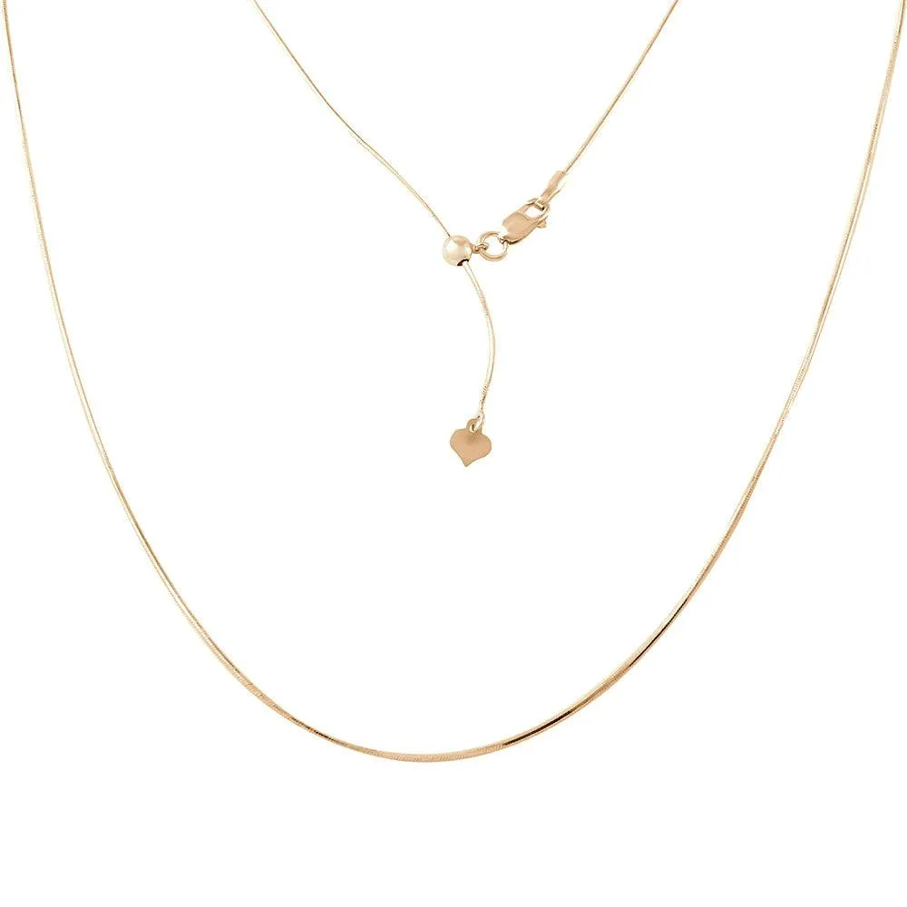 Silver 925 Gold Plated Adjustable Snake Square Slider Chain with Bead - DIN00027GP