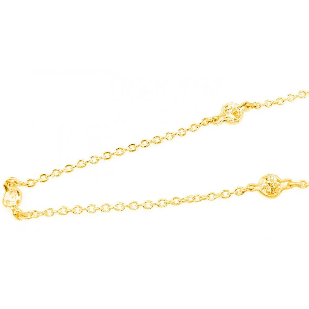 Silver 925 Gold Plated CZ By The Yard Necklace - STP00039GP