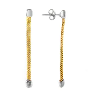 Silver 925 Gold Plated Dangling Single Strand Earrings - ITE00068GP