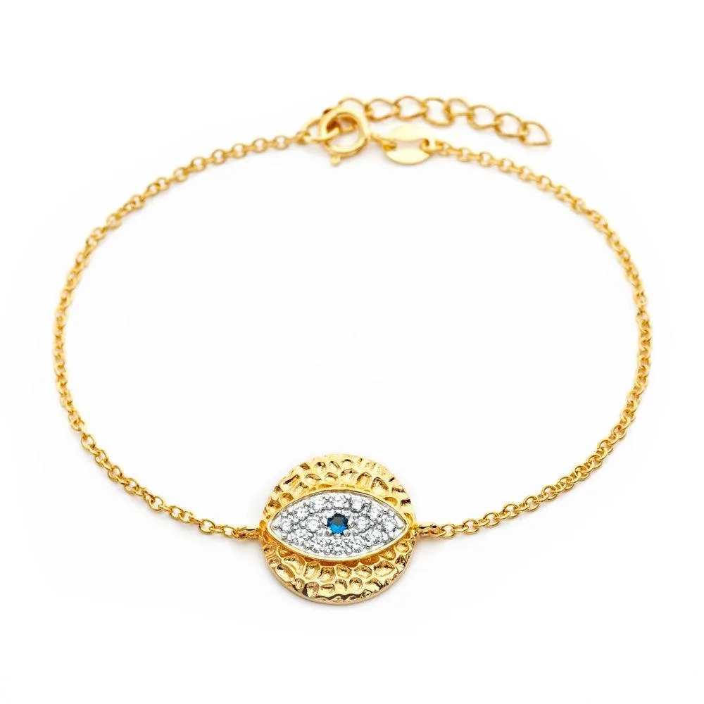 Silver 925 Gold Plated Evil Eye CZ Bracelet - BGB00167