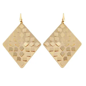 Silver 925 Gold Plated Flat Scoop Rhombus Earrings - ECE00014Y
