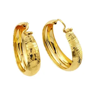 Silver 925 Gold Plated Hoop Earrings - ITE00078GP