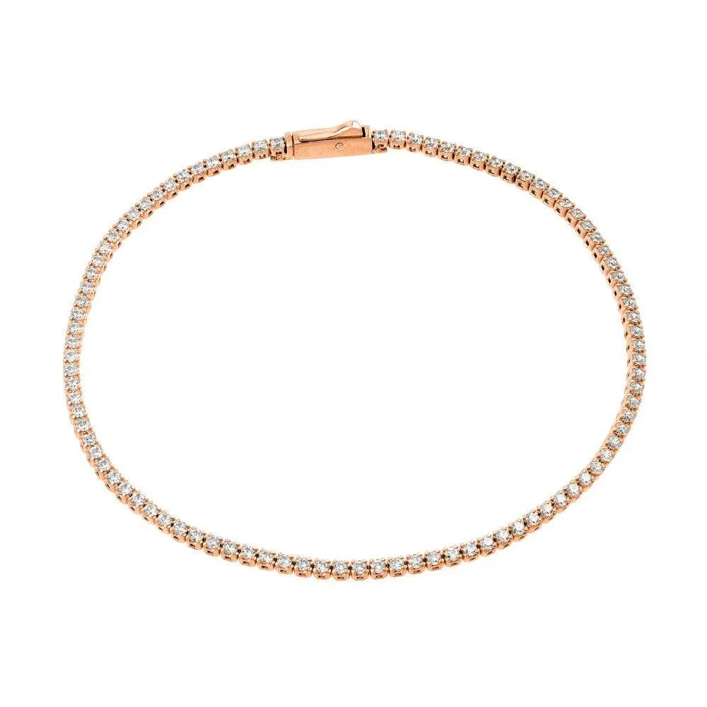 Silver 925 Gold Plated Multiple 1.7mm Circle Clear Tennis Micro Pave CZ Bracelet - GMB00009RGP