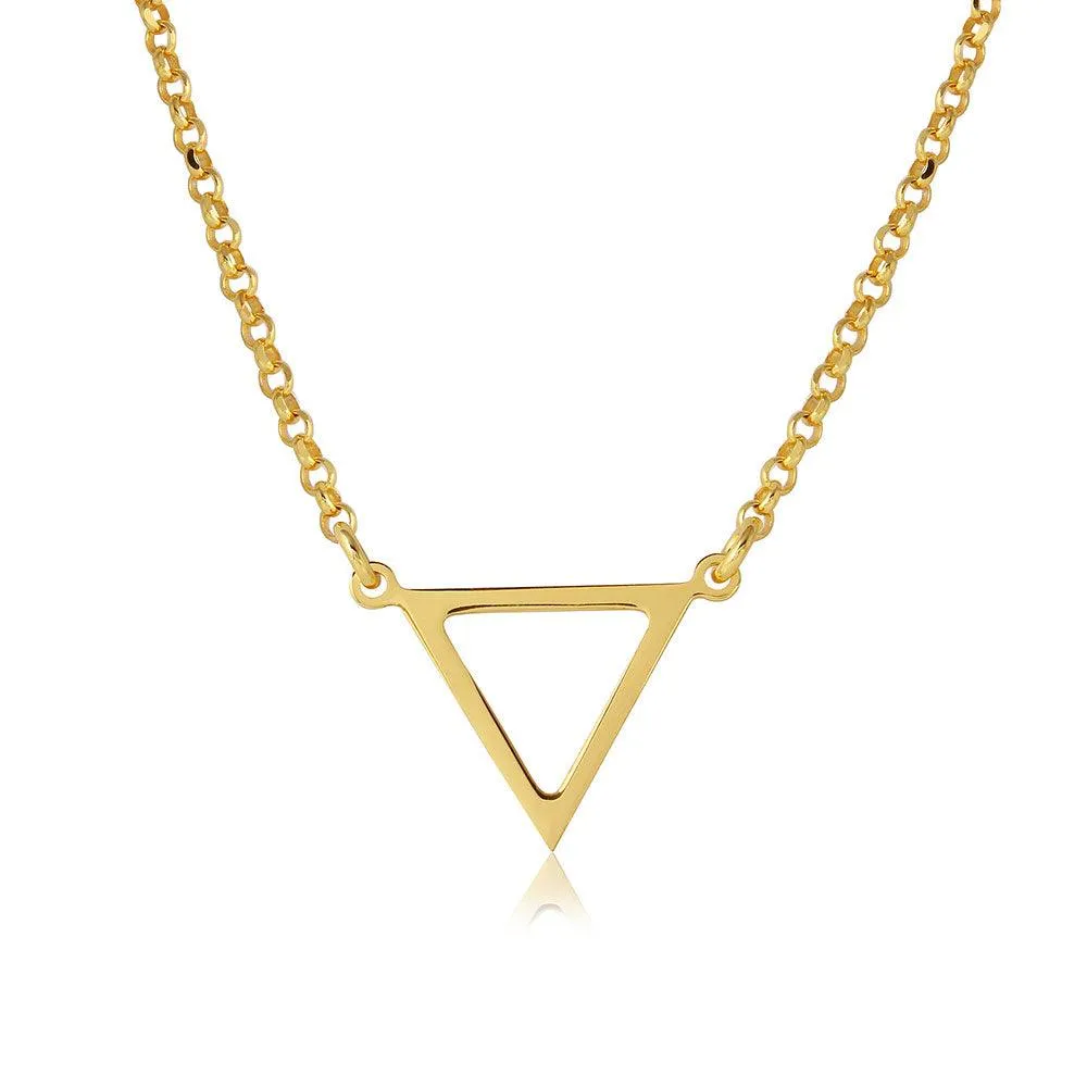 Silver 925 Gold Plated Open Triangle Charm Necklace - ARN00026GP