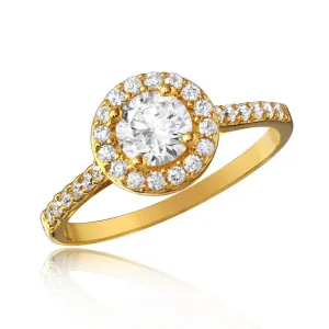 Silver 925 Gold Plated Thin Micro Pave Ring with CZ - GMR00128GP