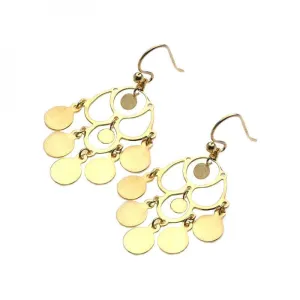 Silver 925 Gold Rhodium Plated Flat Round Chandelier Hook Earrings - STE00583