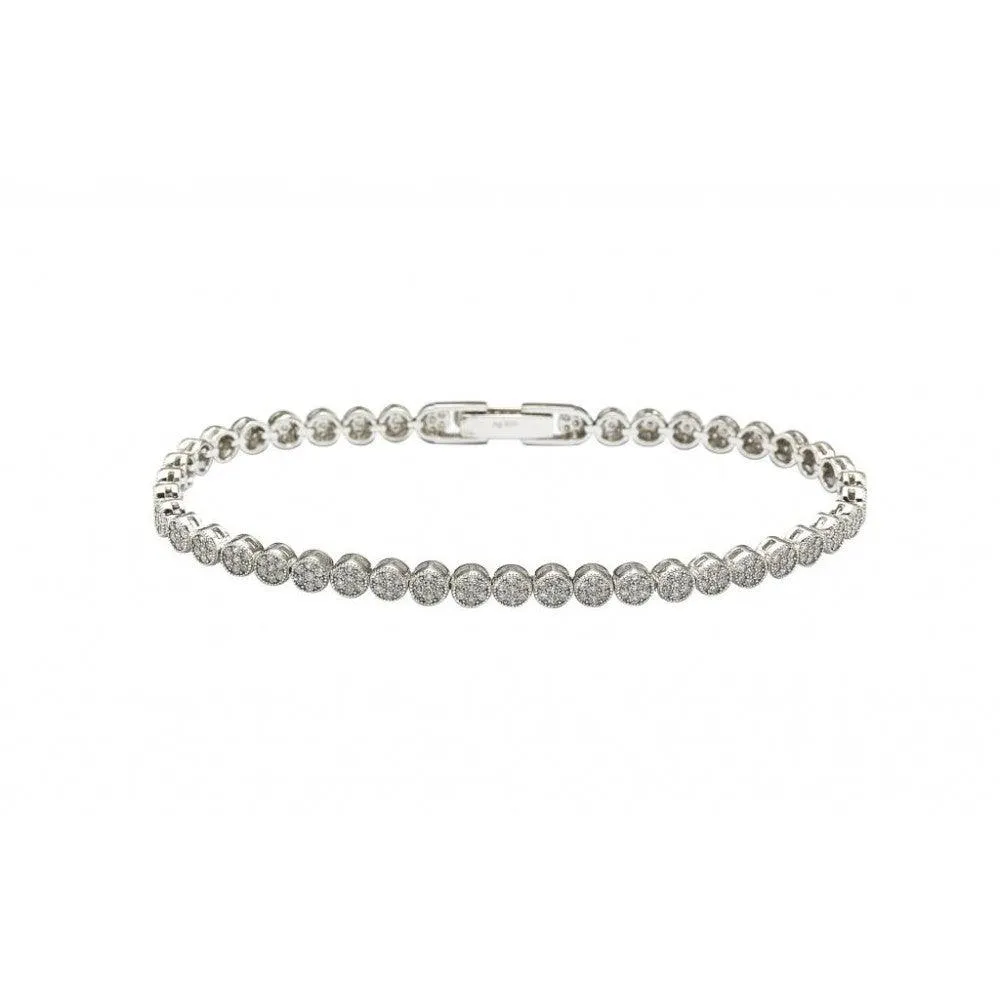 Silver 925 Rhodium Plated 4mm Multiple Circle Clear Tennis Micro Pave CZ Bracelet - GMB00007