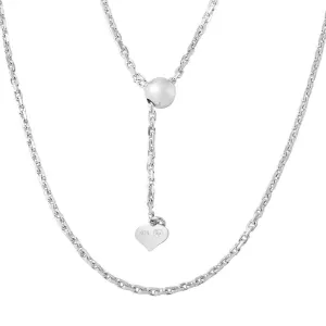 Silver 925 Rhodium Plated Adjustable Diamond Cut Anchor Slider Chain - DIN00028RH
