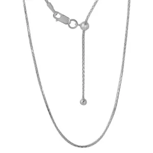 Silver 925 Rhodium Plated Adjustable Franco Chain with Bead - DIN00010RH