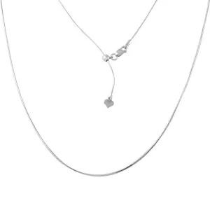 Silver 925 Rhodium Plated Adjustable Snake Square Slider Chain with Bead - DIN00027RH