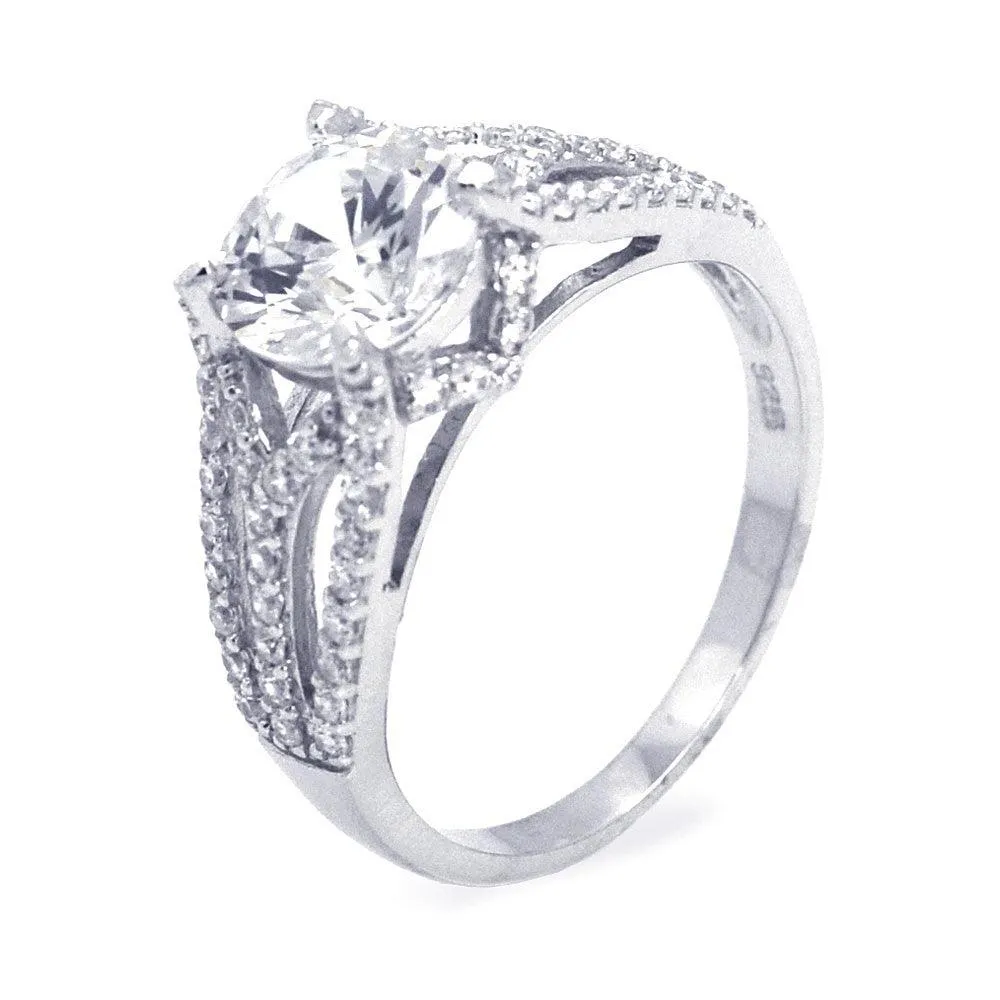 Silver 925 Rhodium Plated Clear Center CZ Ring - STR00646