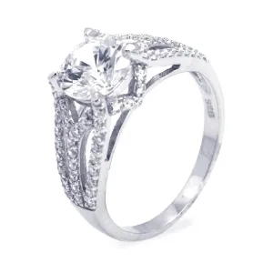 Silver 925 Rhodium Plated Clear Center CZ Ring - STR00646