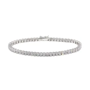 Silver 925 Rhodium Plated Clear CZ Bubble Tennis Bracelet - STB00092