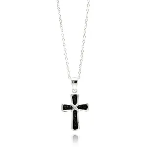 Silver 925 Rhodium Plated Clear CZ Cross Pendant Necklace - STP01331