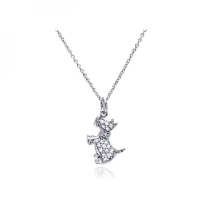 Silver 925 Rhodium Plated Clear CZ Dog Pendant Necklace - STP00748