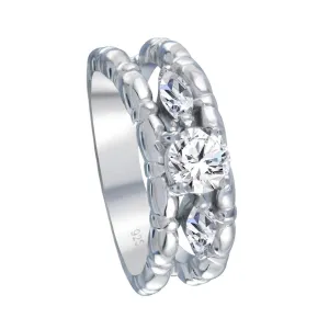 Silver 925 Rhodium Plated Clear Round and Marquise CZ Ring - AAR0031