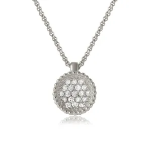 Silver 925 Rhodium Plated CZ Encrusted Round Bowl Pendant with Necklace - ARN00027RH