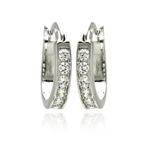 Silver 925 Rhodium Plated CZ Hoop Earrings - STE00076