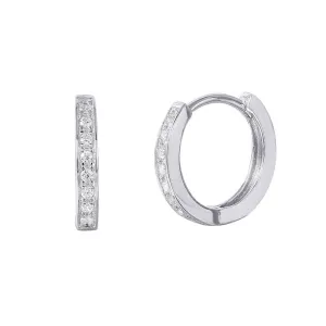 Silver 925 Rhodium Plated CZ huggie hoop Earrings with CZ - GME00021