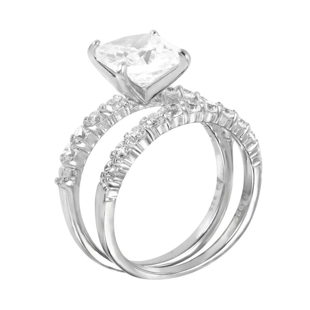 Silver 925 Rhodium Plated CZ Stackable Ring Set - STR00389