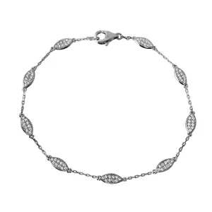 Silver 925 Rhodium Plated CZ Teardrop Link Bracelet - GMB00029