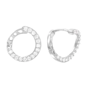 Silver 925 Rhodium Plated CZ Twisted Hoop Earrings - GME00019