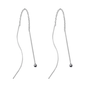 Silver 925 Rhodium Plated Dangling Hook Earrings - DSE00052