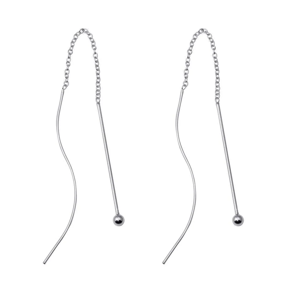 Silver 925 Rhodium Plated Dangling Hook Earrings - DSE00052