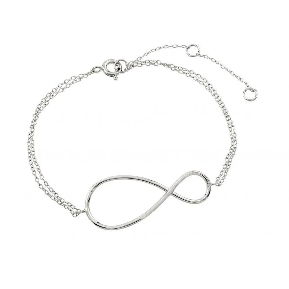 Silver 925 Rhodium Plated Exaggerated Infinity Sign Bracelet - STB00496RHD