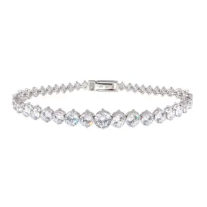 Silver 925 Rhodium Plated Graduated Clear CZ Tennis Bracelet - STB00384