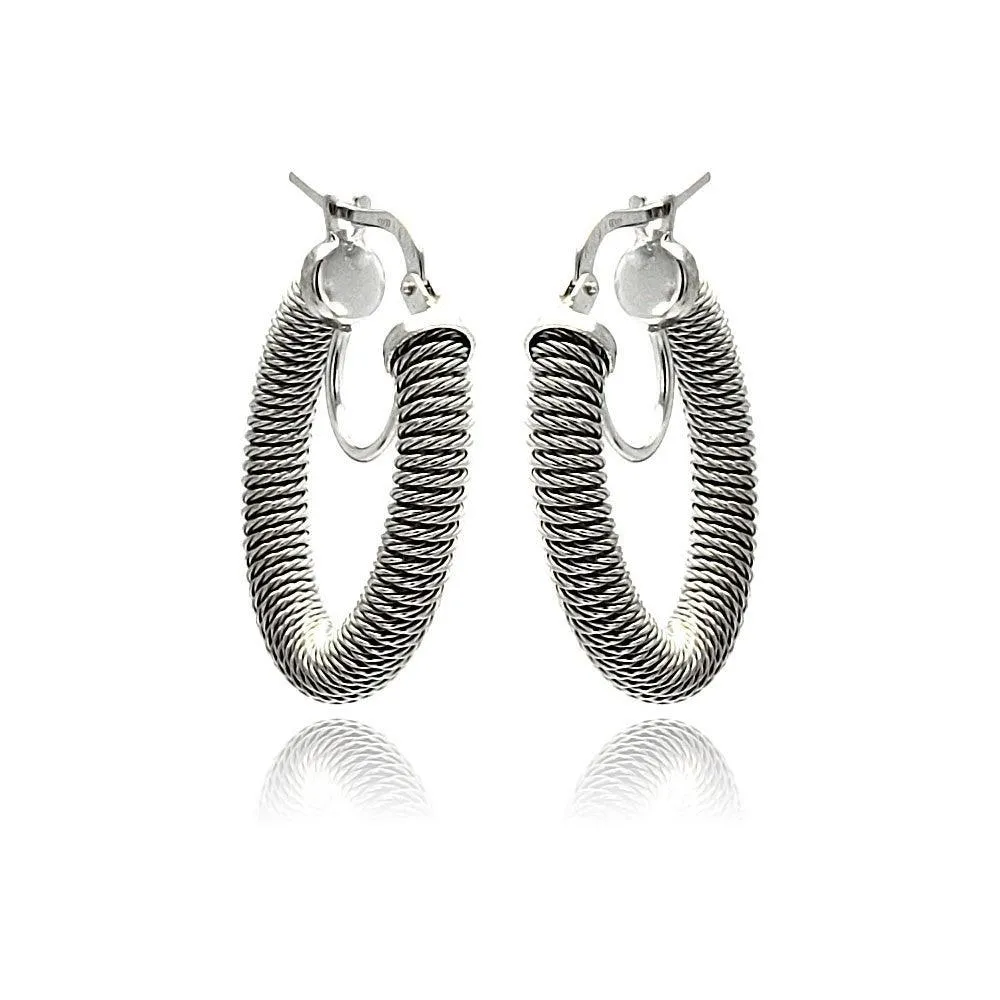 Silver 925 Rhodium Plated Hoop Earrings - ITE00043RH